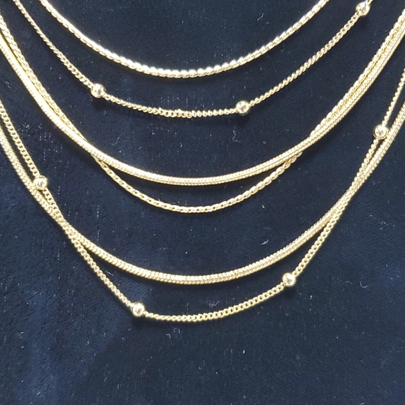 Kohl's gold multi row 6 strands necklace - Picture 2 of 4